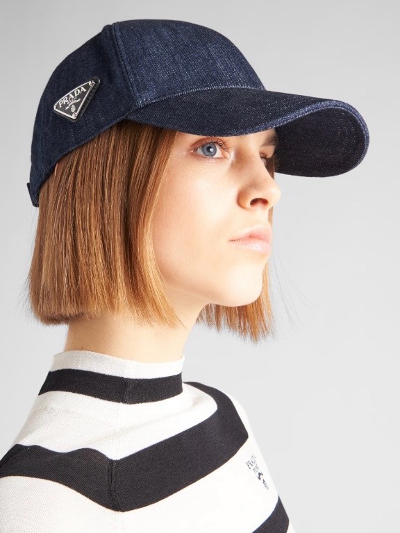 Prada Dark Denim Baseball Cap With Triangle Logo Sz M Offers Ok!